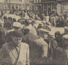 1963 Mei, Op de Gorredijkster markt ontbraken natuurlijk de koeien niet. Over de gehele lengte van de Hoofdstraat stonden ze opgesteld voor de kritische blikken van de boeren