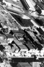 Luchtfoto van Gorredijk met in het midden de later afgebroken Kannefabriek van Joh. Ymkes de Jong.